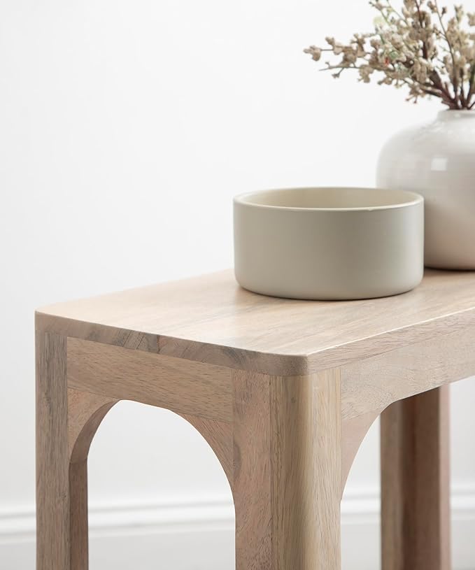 Kate and Laurel Dahl Modern Slatted Wooden Slim Side Table; 16 x 8 x 24; Whitewash; Transitional Wood Narrow End Table for Use as Living Room Plant Stand or Small Bedroom Nightstand