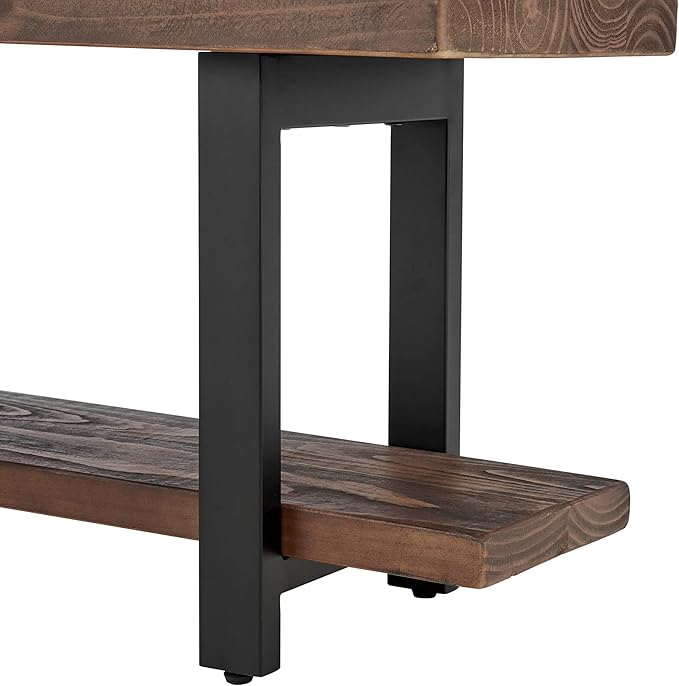 Alaterre Furniture Pomona Entryway Organizer – Modern Rustic 48-Inch Solid Wood Bench & Wall Mounted Coat Hook Set – Space-Saving Mudroom & Hallway Storage for Jackets, Bags & Shoes (Rustic Brown)