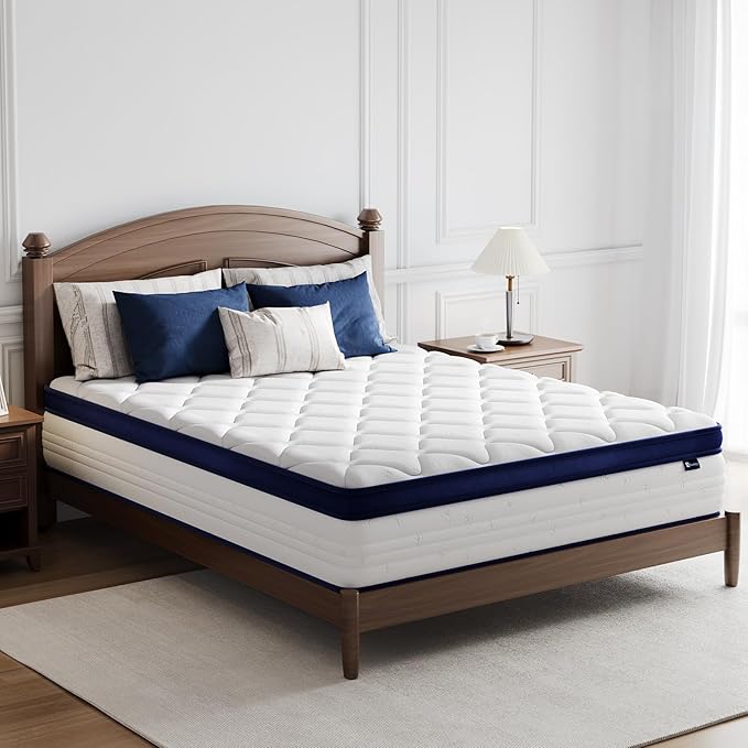 Avenco Full Size Mattress, 12 Inch Full Mattress with Individually Smarts Pocket Springs, Hypoallergenic Fabric Colchones Box Spring No Need, Back Pain Relief with Medium Plush Support