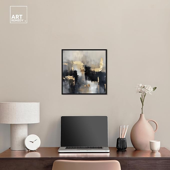 Art Remedy Daring Canvas Colorful Abstract Wall Art, Black Frame, 16" x 16"