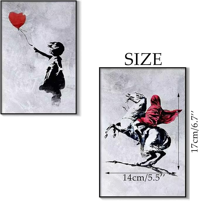 Banksy Horse Riding Girl Statue, Brown Resin Figurine, 6.7x5.5x2.36 inches, Matte Finish, Antique Style, Decorative Statue for Home, Office, or Gift