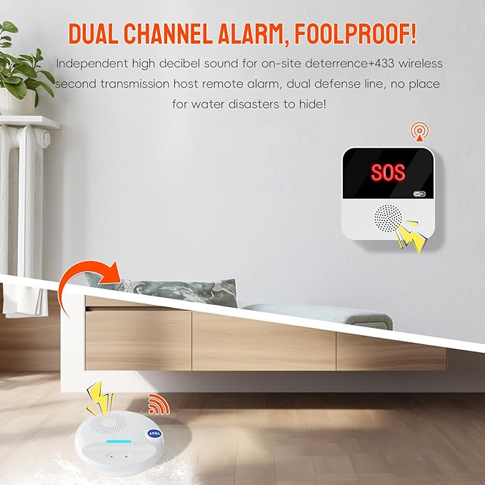 Wireless Water Leak Detector - Works Standalone or with Smart Hub, Loud Siren Water Leak Sensor and Drip Alarm, IP67 Waterproof, for Home, Basement, Bathroom, Under Sink, Laundry
