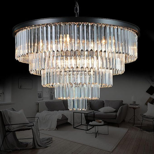 Luxury Modern Crystal Chandeliers Lighting Contemporary Pendant Chandelier Ceiling Lamp Lights Fixture 5-Tier (10 Lights) for Dining Room Living Room Hotel