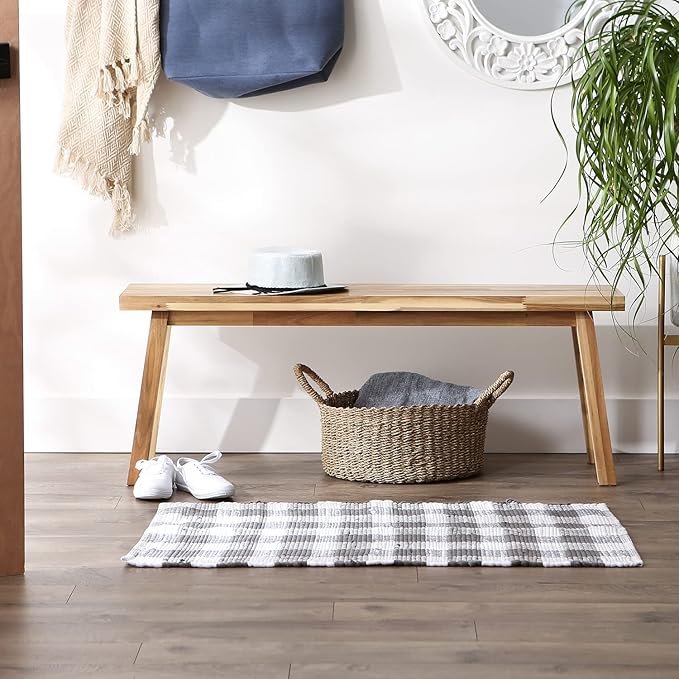DII Buffalo Check Rug Collection, Hand Dyed Reversible Chindi Rug, 26x40, Gray