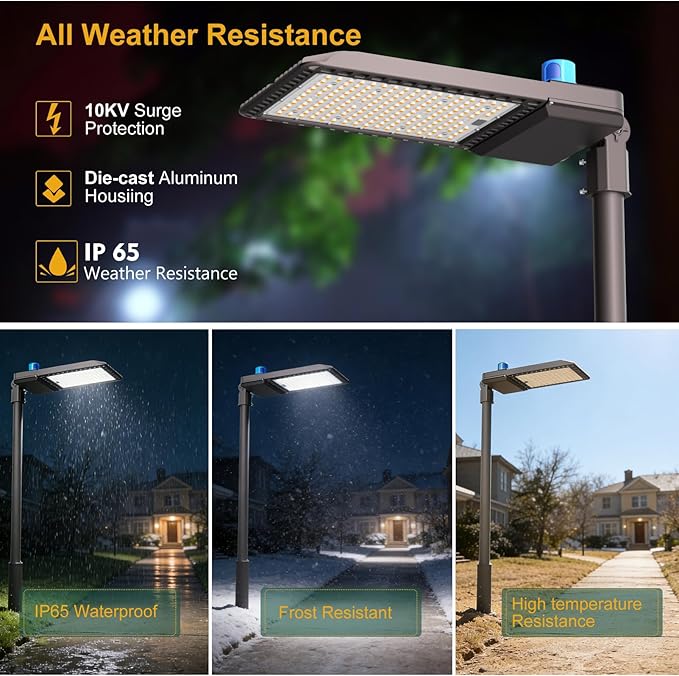 600W LED Parking Lot Lighting 90000Lm(150LM/W) Parking Lot Lights with Smart Photocell 5000K 6KV SPD Outdoor Waterproof LED Street Light with Slipfitter Mount ETL Listed 7 Yrs Warranty 2Pack