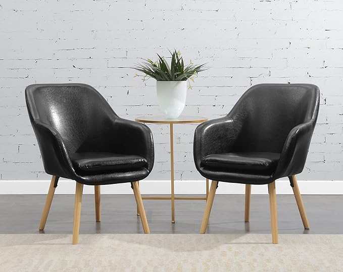 Convenience Concepts Take a Seat Charlotte Accent Chair, Black Faux Leather