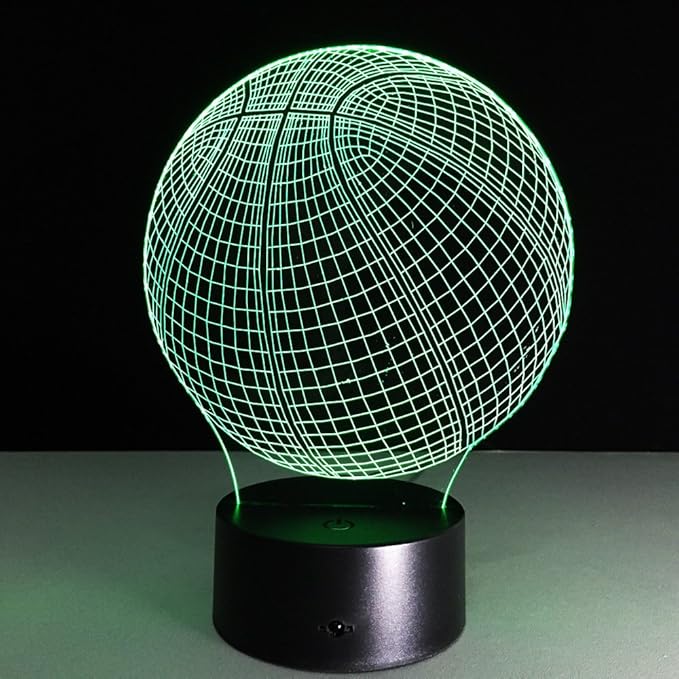Ticent 3D Lamp Basketball Round Shape, 7 Color Changing Night Light Smart Touch Switch LED Lighting Creative Gift Toys Decorations