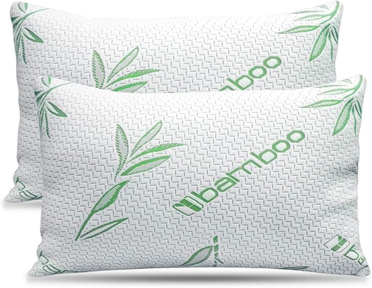 Elif King Size Pillows for Sleeping, Set of 2 – Cooling Shredded Memory Foam Pillows with Removable Cover for Back, Stomach & Side Sleepers, Rayon Derived from Bamboo, King (2 Pack)