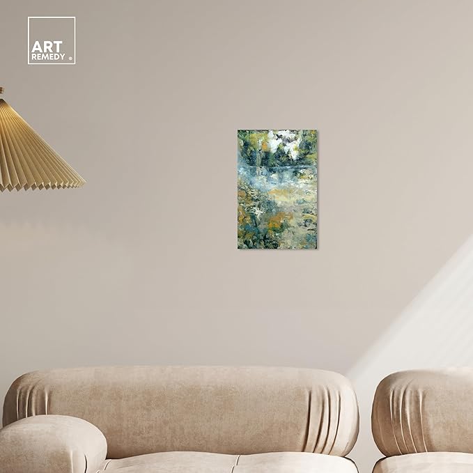 Art Remedy Green Moss Monet Garden Green Abstract Canvas Wall Art, Gallery Wrapped, 10"x15"