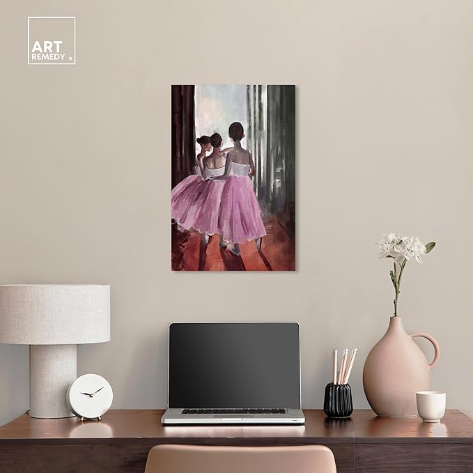 Art Remedy Little Girls Ballerinas Canvas Classic Vintage Wall Art, Gallery Wrapped, 16" x 24"