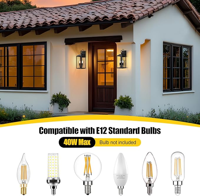 18'' Large Outdoor Wall Lights, Exterior Waterproof Modern Wall Sconce Light Fixture, Industrial Front Porch Light with Clear Glass, Matte Black Anti-Rust Outdoor Lights for House Garage Doorway
