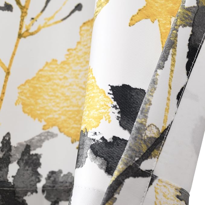 Lush Decor Zuri Flora Room Darkening Valance Curtain Single 52" W x 18" L + 2" Header Yellow & Gray - Valances for Windows - Floral Kitchen Curtains
