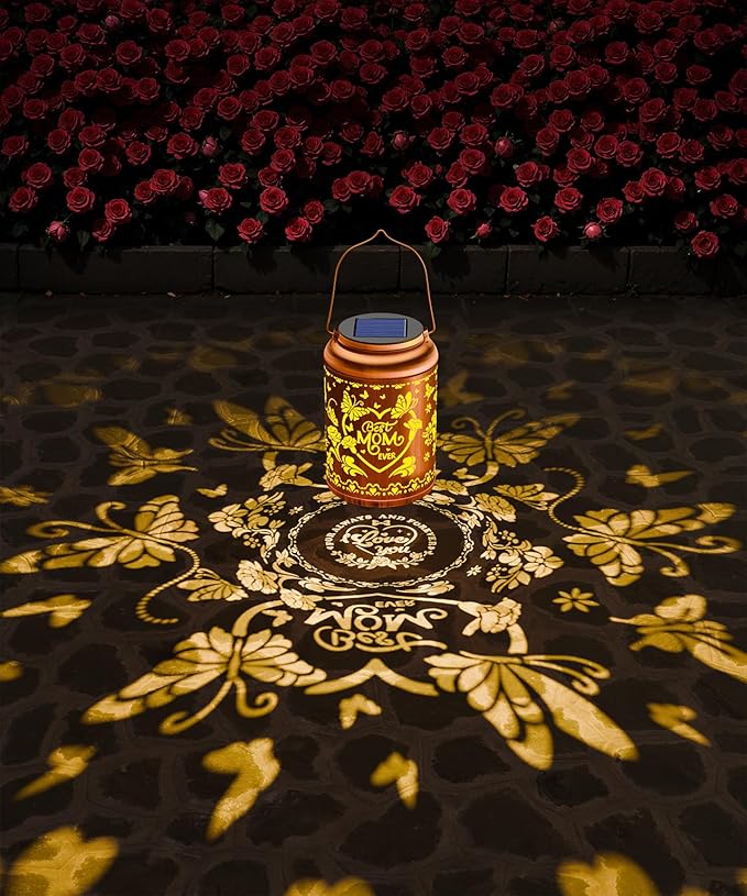 Solar Lanterns Outdoor Waterproof Decorative Garden Solar Lights Outdoor,Hanging Hollow Out Metal Ornaments Decor for Outside Lawn,Patio,Balcony,Yard Unique Gifts for Women Mothers Day Gifts