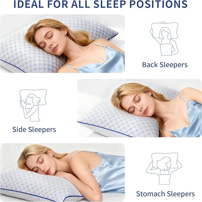 Bed Pillows King Size for Sleeping, Soft and Supportive Bed Pillows with Memory Foam Filling for Side and Back Sleepers, Neck Supportive-King, 1 Pack
