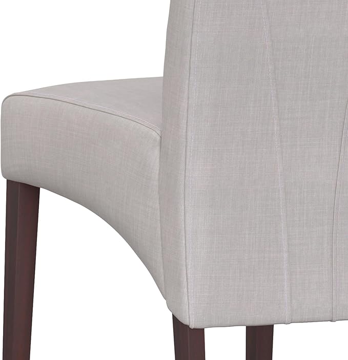 SIMPLIHOME Avalon Dining Chairs - Upholstered Solid Hardwood and Linen-Style Fabric Parsons Chair Set in Light Beige, Contemporary Dining Room Seating with Curved Back and Cushioned Seat (Set of 2)
