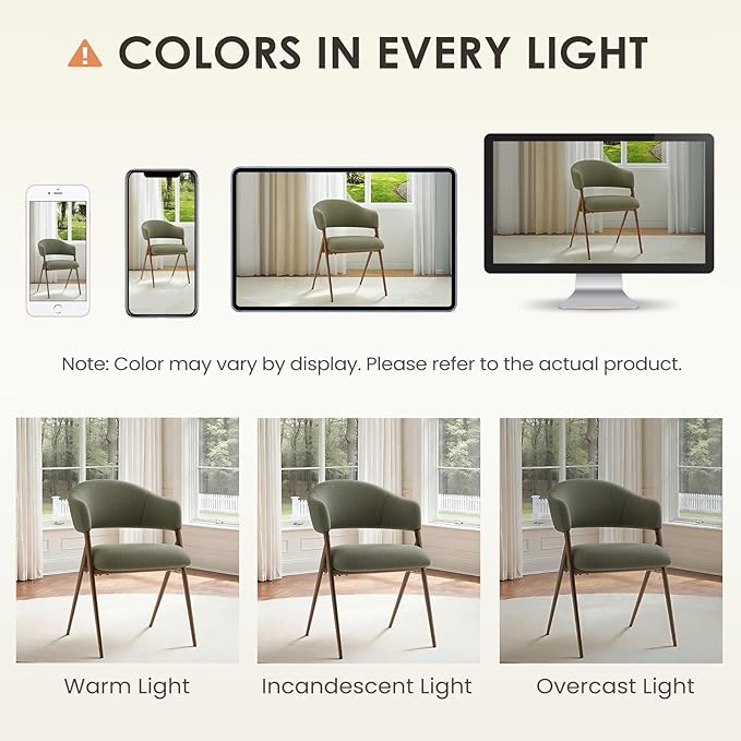 COLAMY Dining Chairs Set of 6, Modern Fabric Upholstered Dining Room Kitchen Side Chairs with Iron Legs, Open Back and Padded Seat, for Living Room/Restaurant/Cafe, Green
