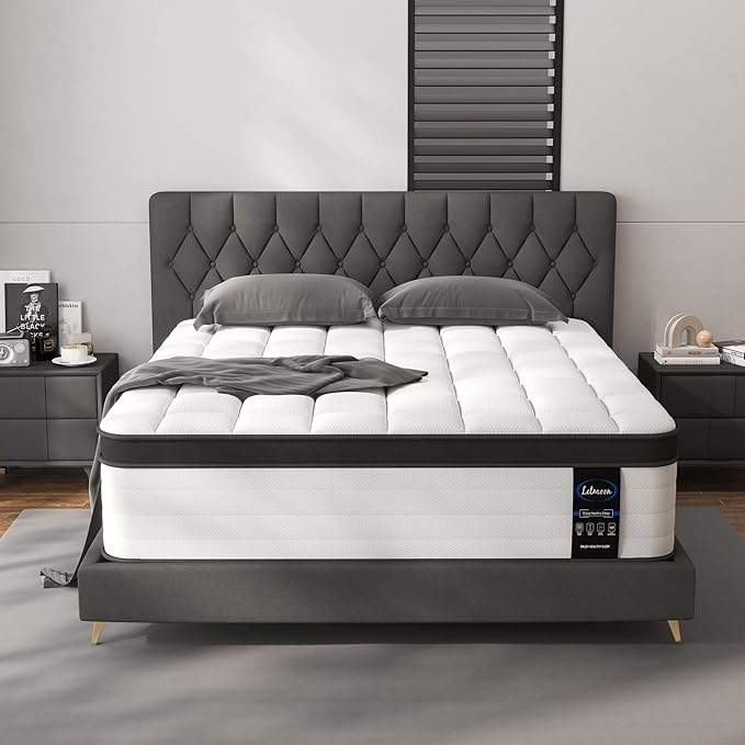 King Mattress, 16 Inch Hybrid King Size Mattress, Plush Firm, Memory Foam and Pocket Springs, 3 Coils Strong Edge Support, Pressure Relief, Bed in Box