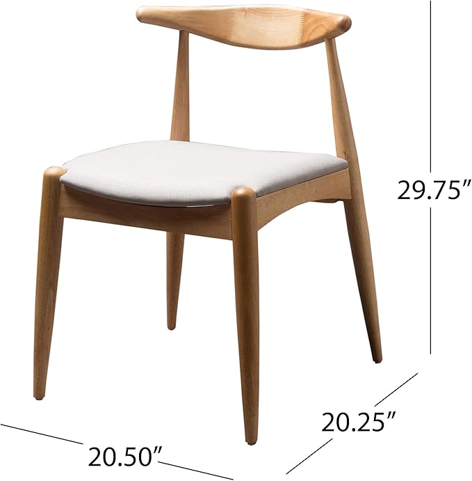 Christopher Knight Home Francie Fabric with Oak Finish Dining Chairs, 2-Pcs Set, Beige