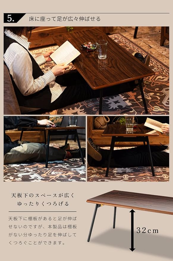 PaletteLife Folding Coffee Table, No Assembly, W41.3 x D18.9 x H13.4 in, Round Corner, for Dorm and Living Room, Portable and Space-Saving, Modern, Compact, Mirror Finish, Dark Brown
