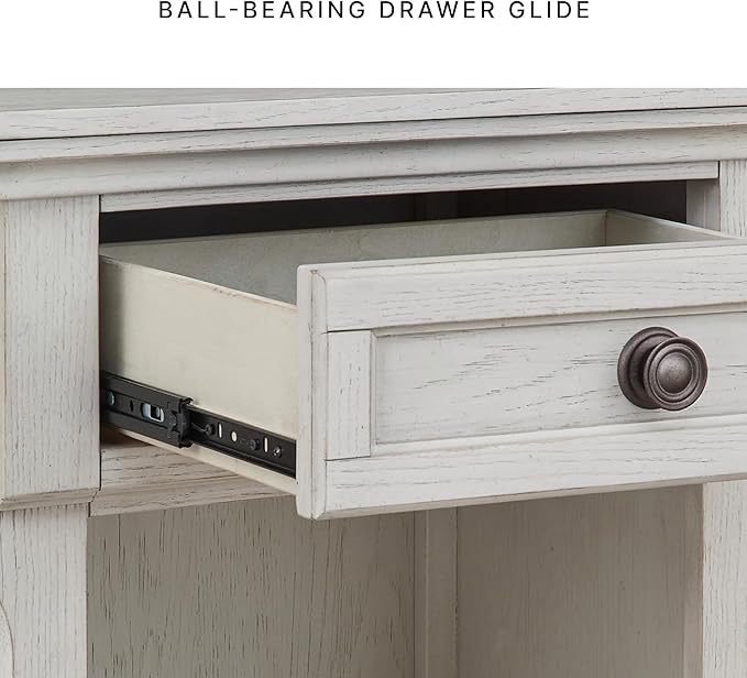 Signature Design by Ashley Robbinsdale Coastal 1-Drawer Nightstand with Cubby Storage, 26.75" Tall, White