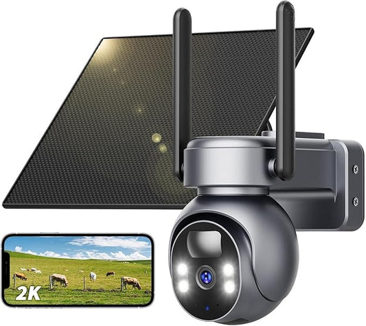 LIWAN 4G LTE Cellular Solar Security Camera Wireless Outdoor, No WiFi Security Camera, 2K Solar Powered, 360° Live View, 2K Color Night Vision, PIR Motion Sensor, 2 Way Talk, Built in SIM Card