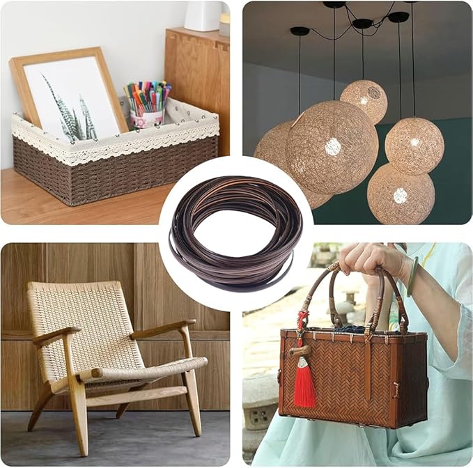 GORGECRAFT 10m Rattan Repair Kit Black Wicker Repair Material Plastic Rattan Wicker Roll Waterproof Rattan Fix Material for Garden Patio Furniture Rattan Chair Sofa Storage Basket