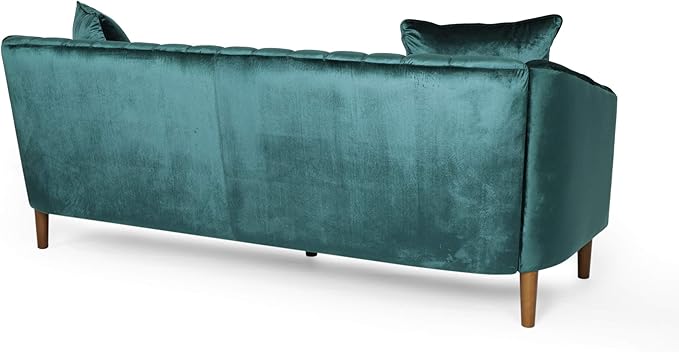 Christopher Knight Home Susan Velvet 3 Seater Sofa, Teal + Dark Brown
