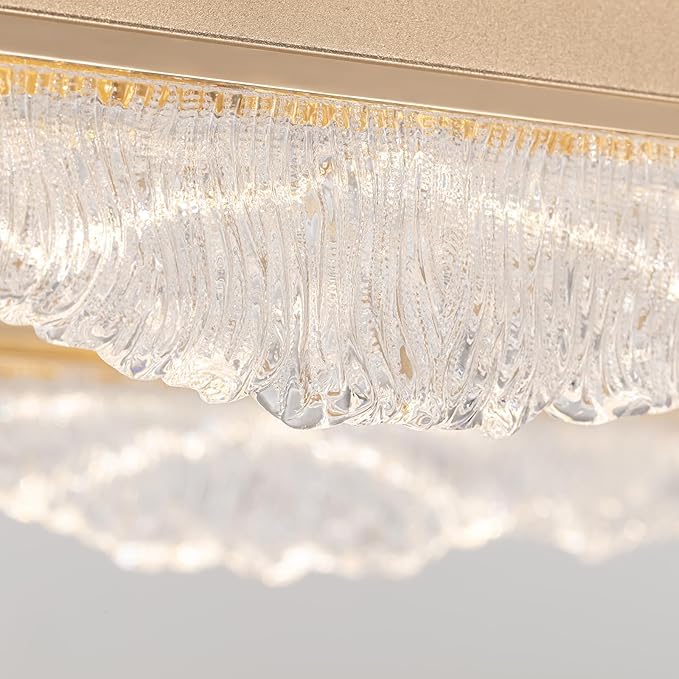 Rectangle LED Chandelier, 𝐋𝟑𝟗.𝟒" Modern Gold Chandelier Light fixture, Height Adjustable Oval chandeliers Contemporary Pendant Ceiling Light for Dining Room Living Room Kitchen Island Bar