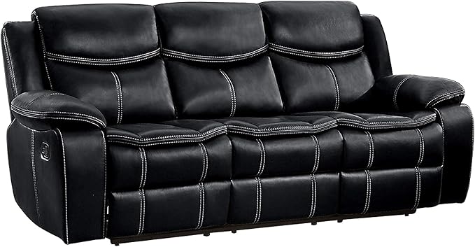 Lexicon Bay Manual Reclining Living Room Sofa Set, 2-Piece, Black