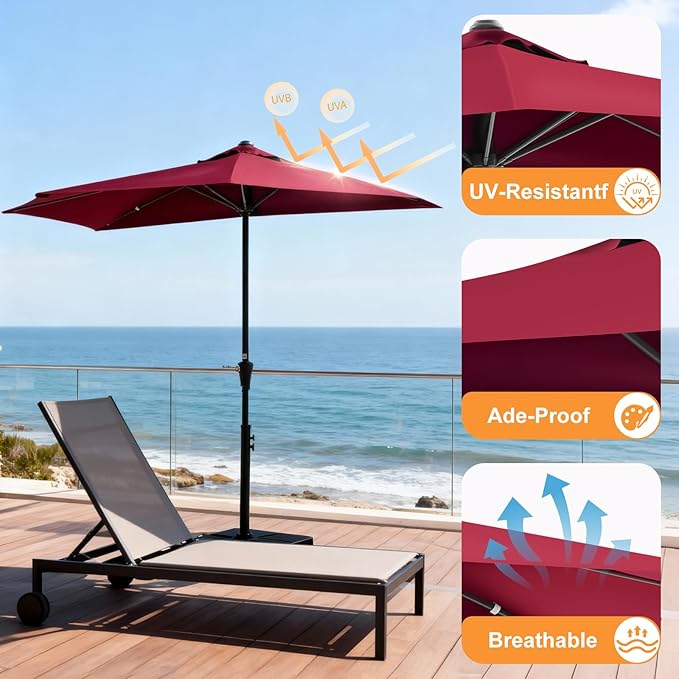 OLIXIS Patio Umbrella with Tilt and Crank Button & Sturdy Ribs Waterproof, Patio Table Umbrella Perfect for Poolside, Terrace, Beach and Outdoor Restaurant
