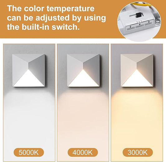 QQCherry Outdoor Light Fixture Wall Mount with 3 Lighting Modes, White LED Exterior Lighting fixtures for Outside, Modern Front Porch Lights, Waterproof Black Wall Sconce for House,