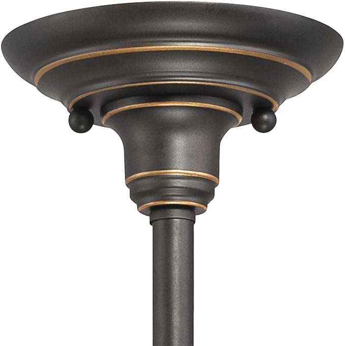 Westinghouse 6343300 Iron Hill Four-Light Indoor Convertible Chandelier/Semi-Flush Ceiling Fixture, Oil Rubbed Bronze Finish with Highlights and Metal Shades, White