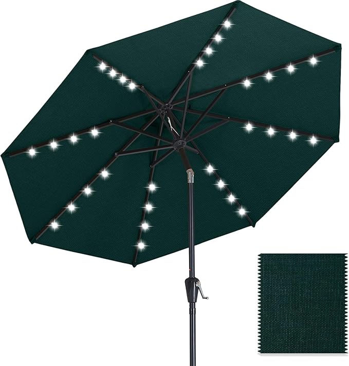 ABCCANOPY OLEFIN® 5-Year No Fading Patio Umbrella with Solar Lights (Peacock Blue)