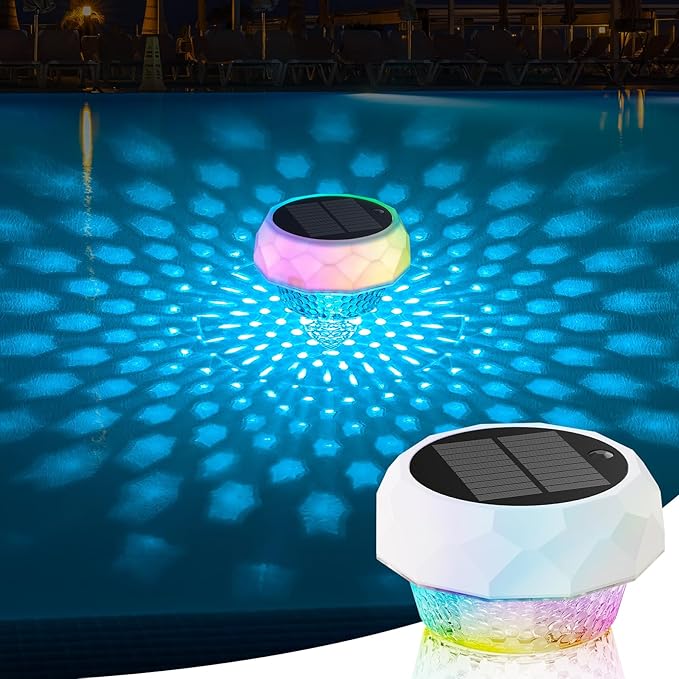 Solar Floating Pool Lights, RGB Color Float Pool Lights, IP68 Waterproof, Pool Decor Lighting Accessories for Inground, Above Ground Pools, Outdoor, Garden, Party Decoration - 1 Pack
