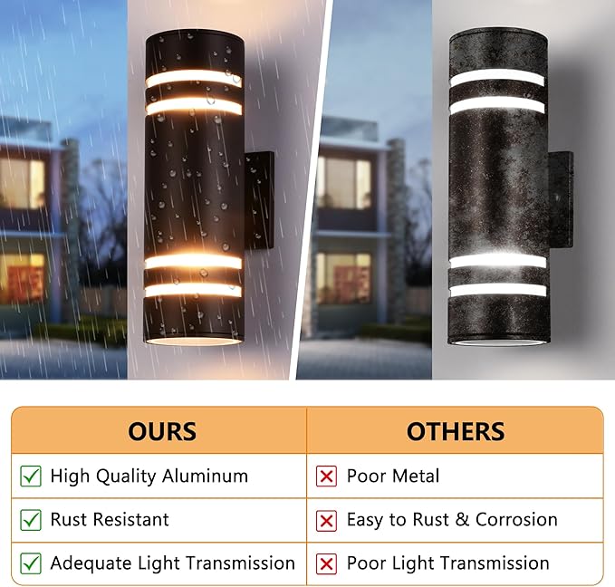 Housen Solutions Outdoor Light Fixture, IP65 Waterproof Exterior Lighting Fixtures, Oil Rubbed Bronze Aluminum Wall Mount Porch Lights, Outdoor Lights for House Garge