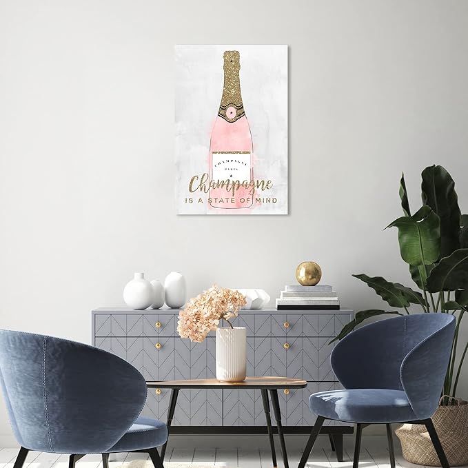 Drinks and Spirits Wall Art Canvas Prints 'Champagne Mind Glitter' Champagne
