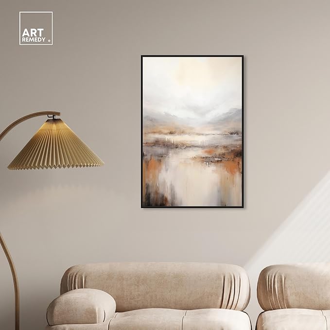 Art Remedy Natural Cascades Canvas Muted Abstract Wall Art, Black Frame, 24" x 36"