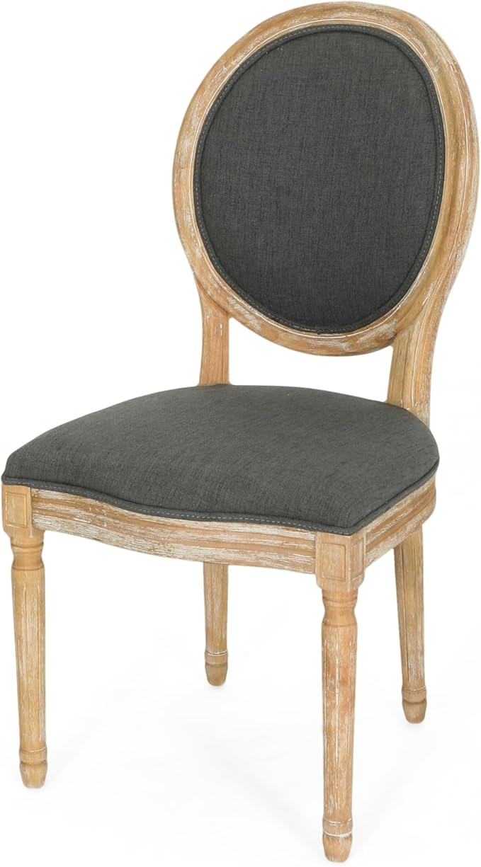 Christopher Knight Home Reed Upholstered Farmhouse Dining Chairs, Print and Dark Gray (Set of 2)
