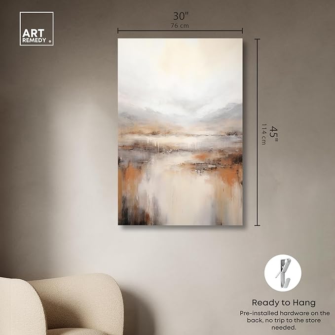 Art Remedy Natural Cascades Canvas Muted Abstract Wall Art, Gallery Wrapped, 30" x 45"