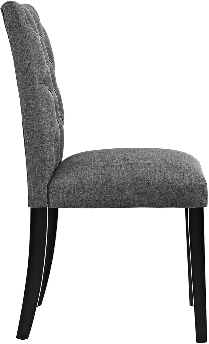 Modway Duchess Modern Tufted Button Upholstered Fabric Parsons Four Dining Chairs in Gray