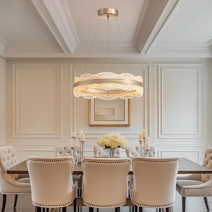 Modern LED Chandelier 19.7" Dining Room Light Fixture Gold Chandeliers for Bedroom Living Room Kitchen Island Entryway Foyer Contemporary Chandelier Modern Light Fixtures