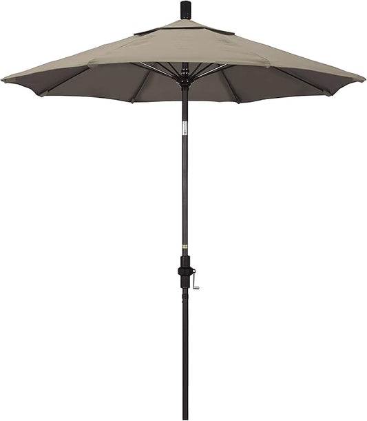 California Umbrella 7.5' Round Crank Lift, Collar Tilt, Aluminum Pole, Fiberglass Rib Patio Umbrella, Bronze Finish