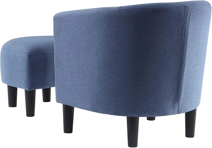Convenience Concepts Take a Seat Churchill Accent Chair with Ottoman, Blue Fabric