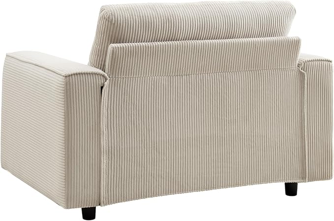 AC Pacific Derek Modern Corduroy Accent Chair for Living Room, Tufted Arm Chair with Plush Upholstery, High-Density Foam, Sleek Black Legs, Durable Wooden Frame, Chair, Beige