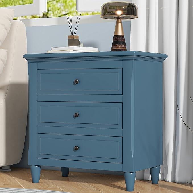 Nightstands with 3 Drawers for Bedroom, Modern Wood Bedside End Table