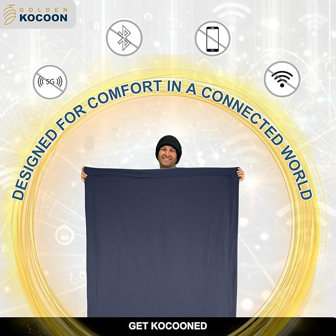 .E-M-F Blanket - Organic Cotton Crepe & Sherpa Blanket, with EcoMesh™ Fara-day Silver Liner - Size 48x59 inch (122cm x 150cm) - ideal for everyday 5 G, B T, Smart Meter & Wi Fi environments