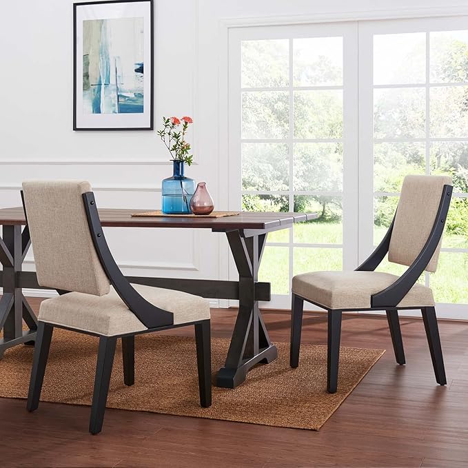 Modway Cambridge Upholstered Fabric Dining Side Chairs in Beige - Set of 2
