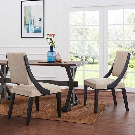 Modway Cambridge Upholstered Fabric Dining Side Chairs in Beige - Set of 2