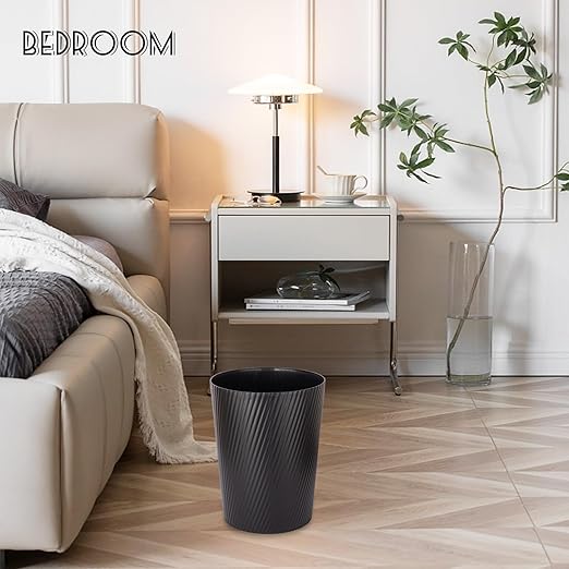 UUJOLY Small Trash Can Wastebasket Garbage Can Container Bins for Bathrooms, Laundry Room, Kitchens, Offices, Kids Rooms, Dorms (Black, 3 Pack)