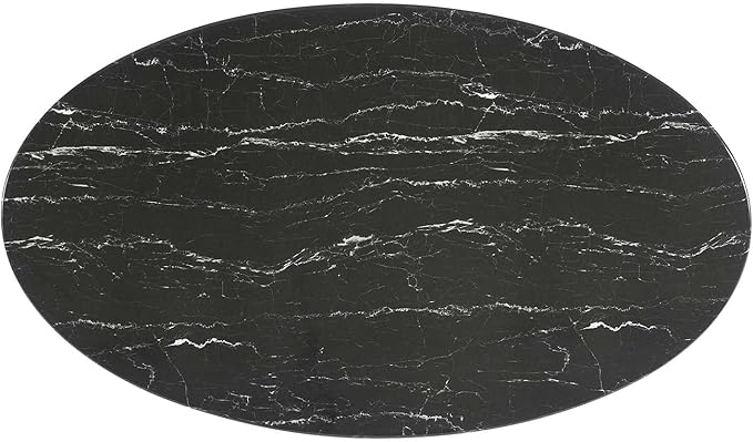 Modway Lippa Oval 54" Artificial Marble Mid-Century Modern Dining Table in White Black